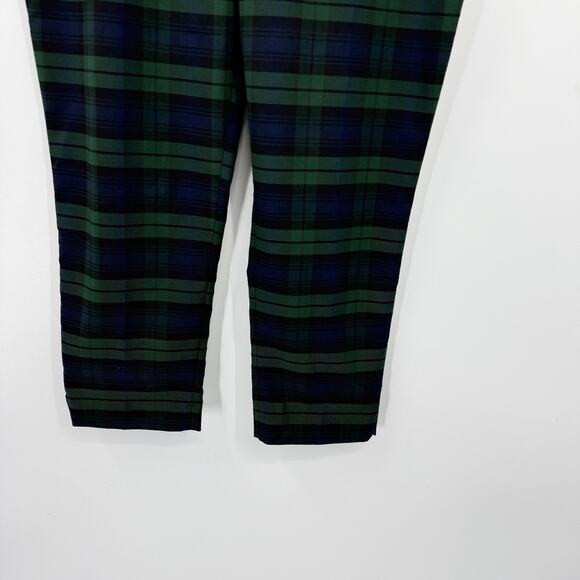 CHAPS Blue Green Tartan Plaid Ankle Pants Women 16 Stretch Side Zip Prep Holiday - Picture 5 of 9